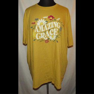 NEW In Package Jerzees yellow floral "AMAZING GRACE" T-shirt